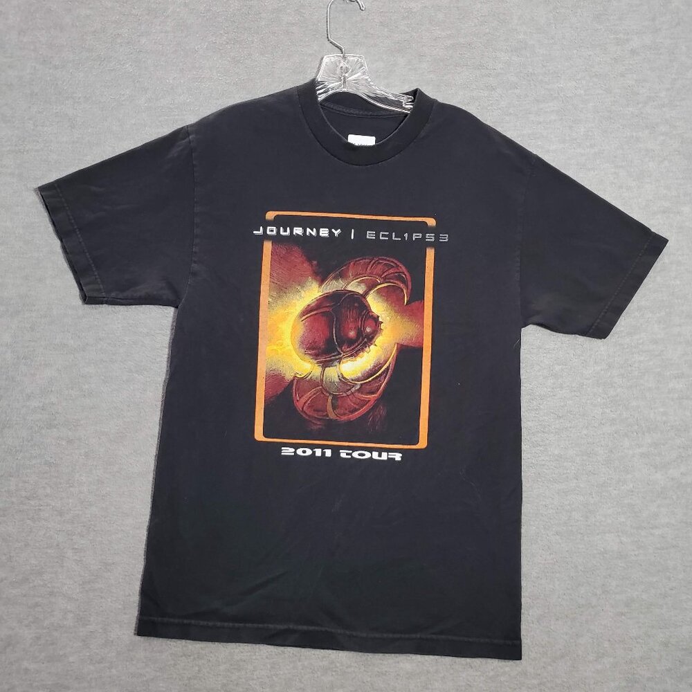 VINTAGE Journey Men Shirt Small Black Eclipse Foreigner Night Ranger Tour‎ 2011
